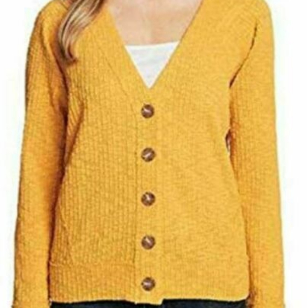 Vince Camuto open bottom Mustard Yellow Cardigan, Sz xxl